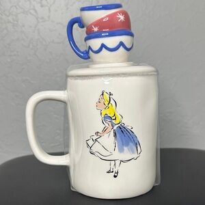Rae Dunn Blue and Red Alice in Wonderland Mug Set